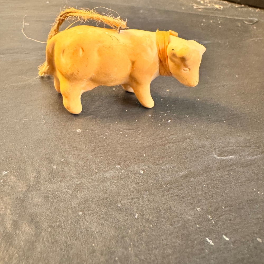 VTG Handmade Ceramic Cow Figurine‎ Christmas Ornament Rustic Farmhouse Decor